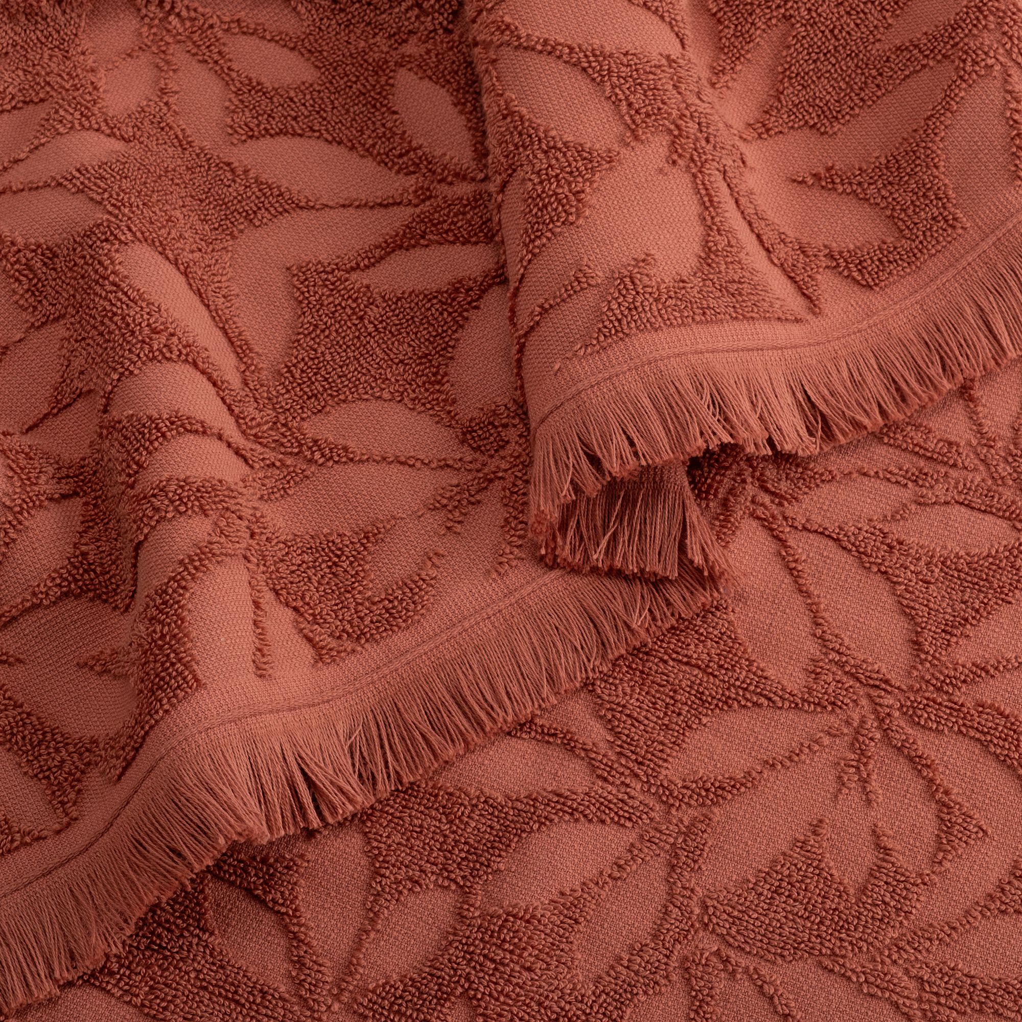ALLORO - Serviette de toilette en coton motif floral 50x100cm - rouge terracotta