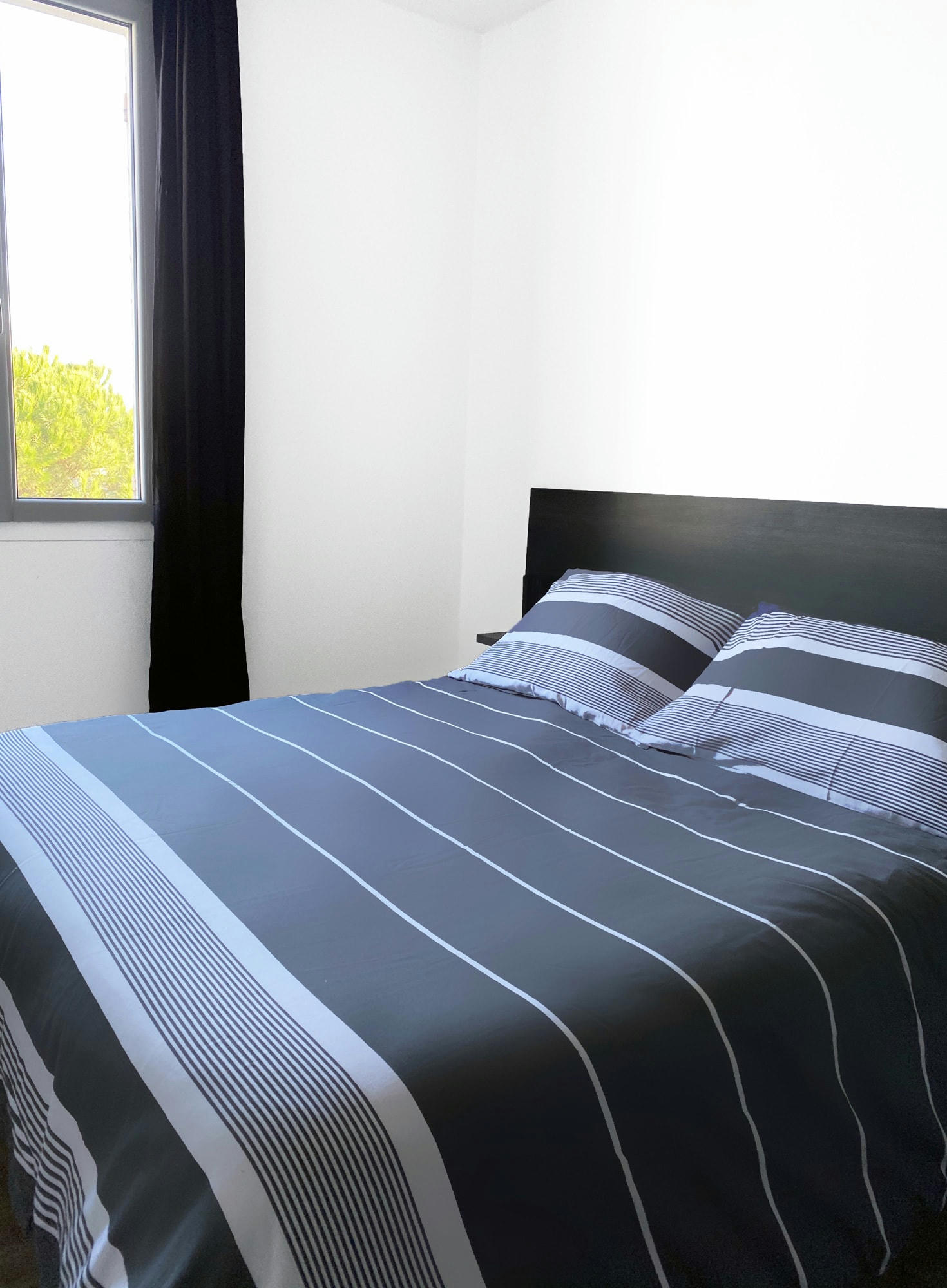 CARTHAGE - Housse de couette coton 220x240 + 2 taies 50x70 gris anthracite /blanc