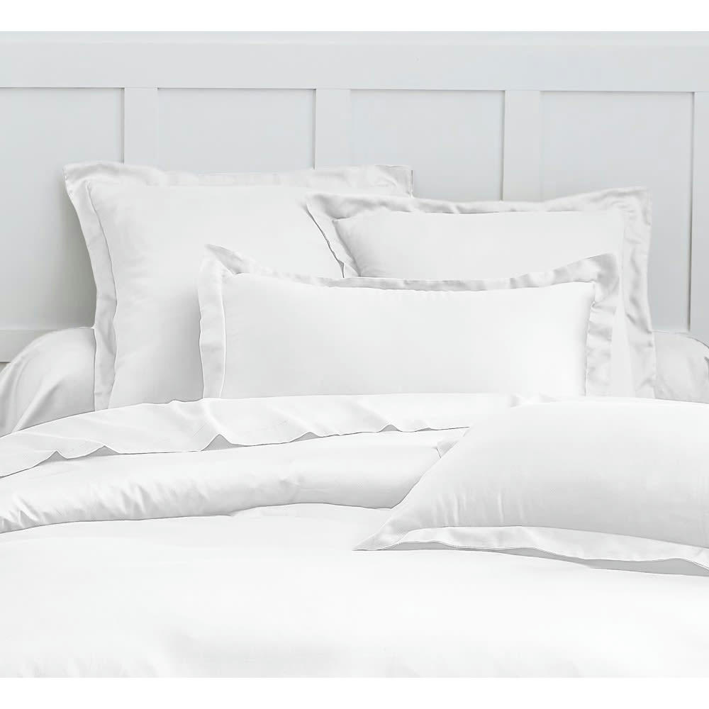 GAMME UNIS SATIN - Housse de couette 1 personne satin de coton 140X200 cm blanc