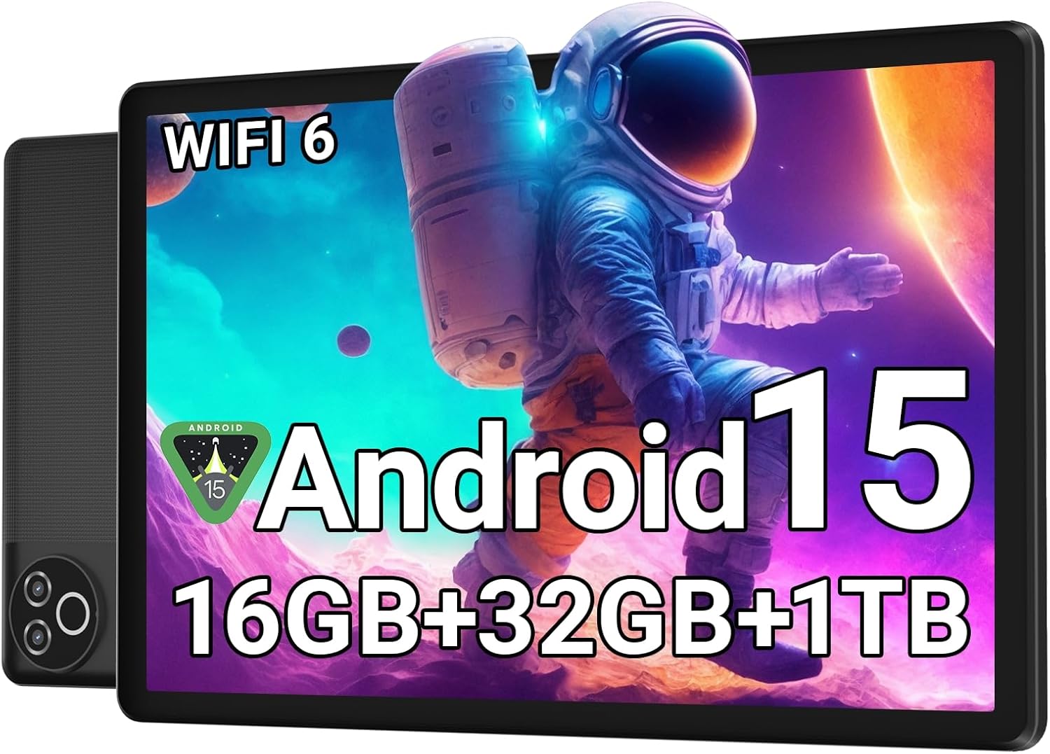 Android 15 Tablet 10 Inch, 16GB RAM 32GB ROM 1TB Expandable, Fast WiFi 6 & BT 5.4 Tablets 5-Core, HD IPS Touchscreen, 8H+ Battery, Dual Camera Portable Tablet for Kids & Adults, Gift, Streaming - 2026