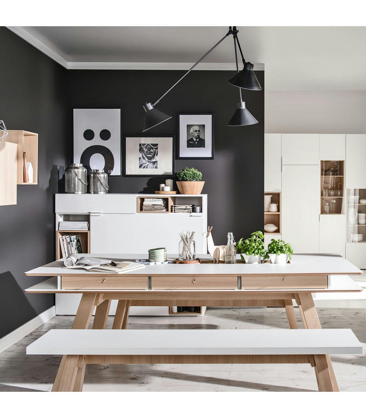 4YOU - Buffet Multi-rangements 3 portes et 1 tiroir  L145 cm - Blanc