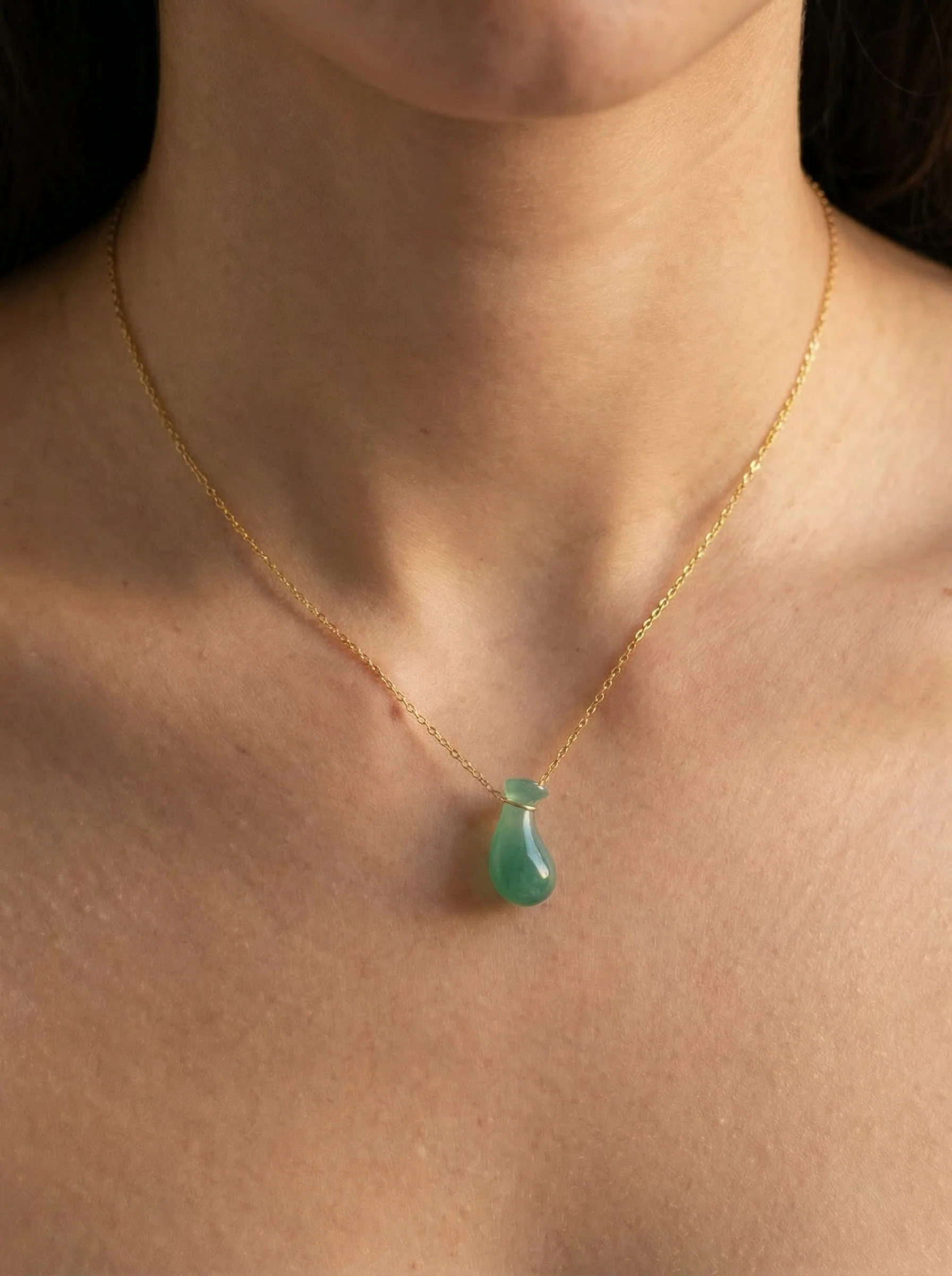 Fudai — Green Jade Stone Pendant Necklace