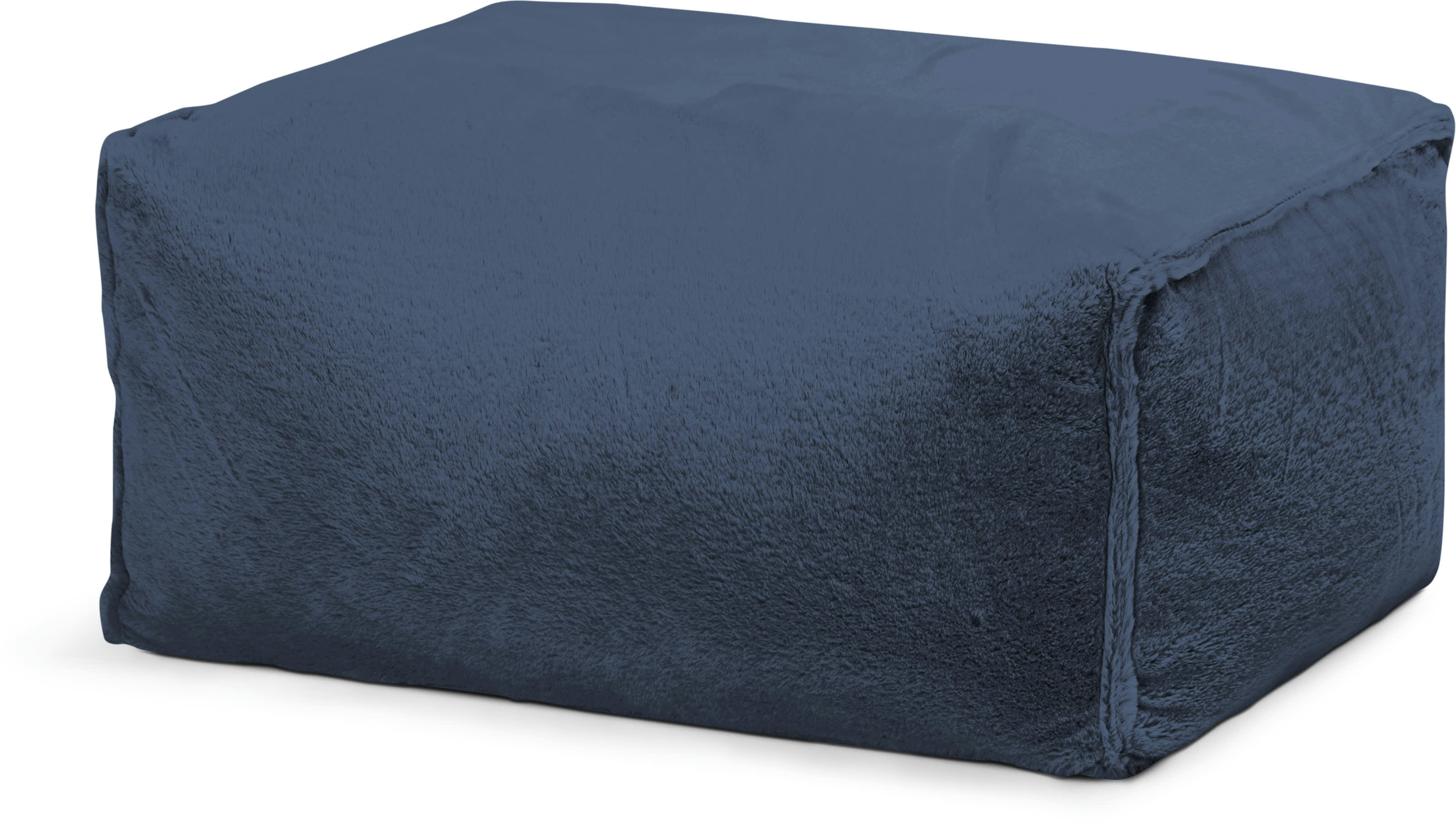 SOFTY - Repose-pied d'intérieur  aspect fourrure bleu 55x65x35cm