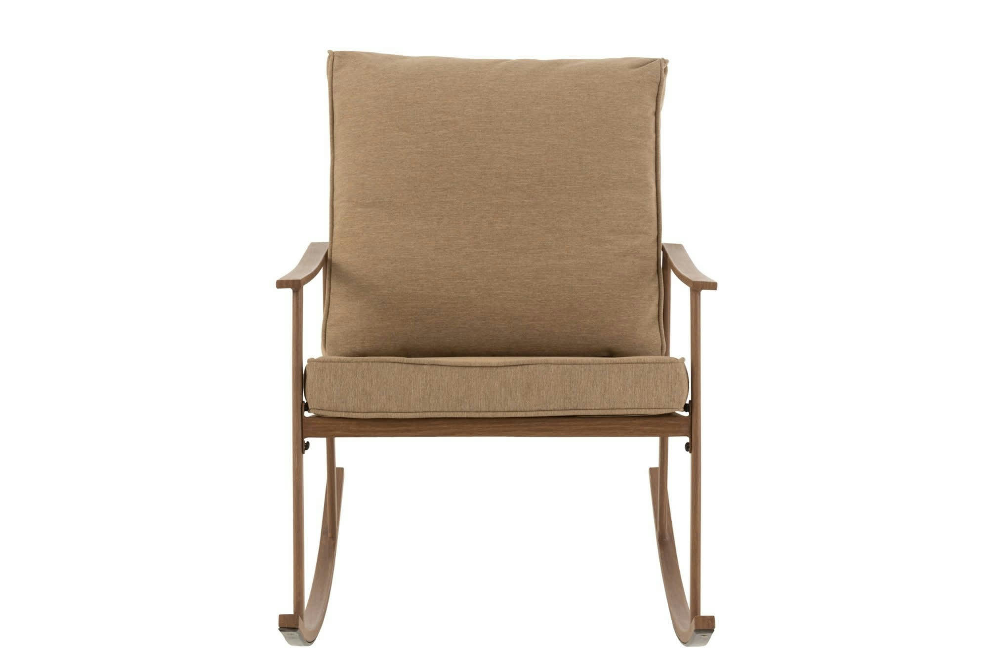 MALAGA - Fauteuil à bascule métal Bois foncé/beige