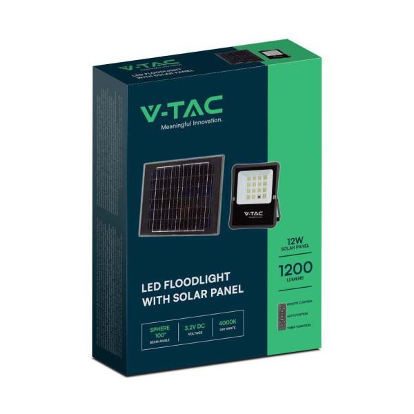 Naświetlacz LED Solarny V-TAC 16W Pilot, AUTO, Timer IP65 4000K 1600lm