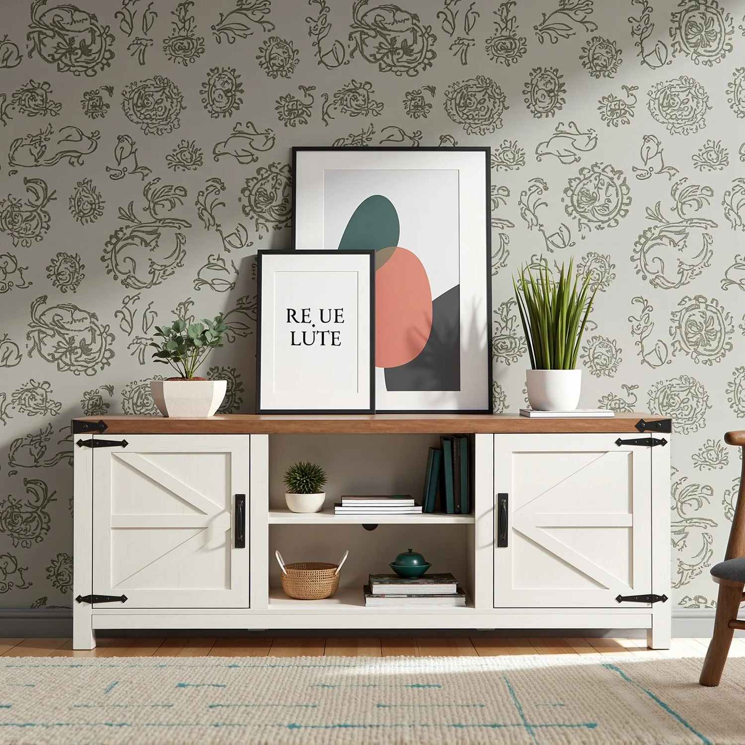 Farmhouse TV Stand, Television Console Table, Entertainment Center