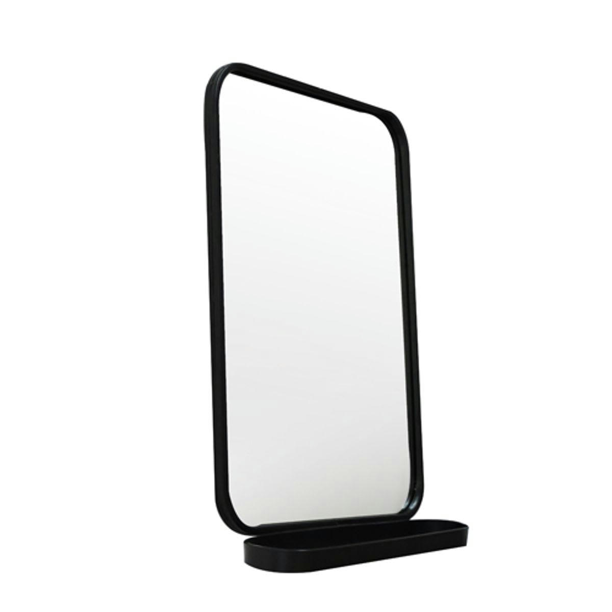 BRICKLANE - Miroir avec étagère en métal noir 51x78