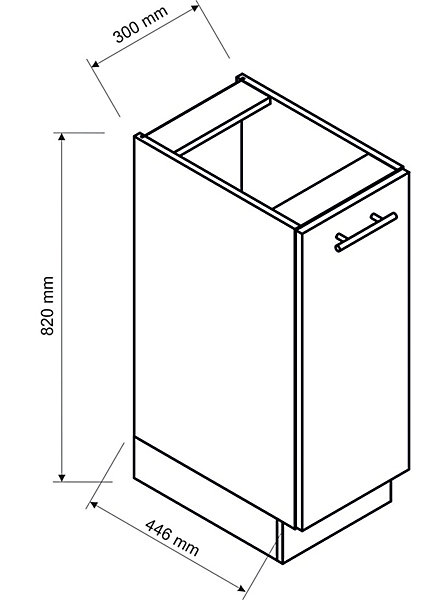 Meuble bas de cuisine avec 1 porte coloris blanc - longueur 30 x profondeur 46,6 x hauteur 82 cm