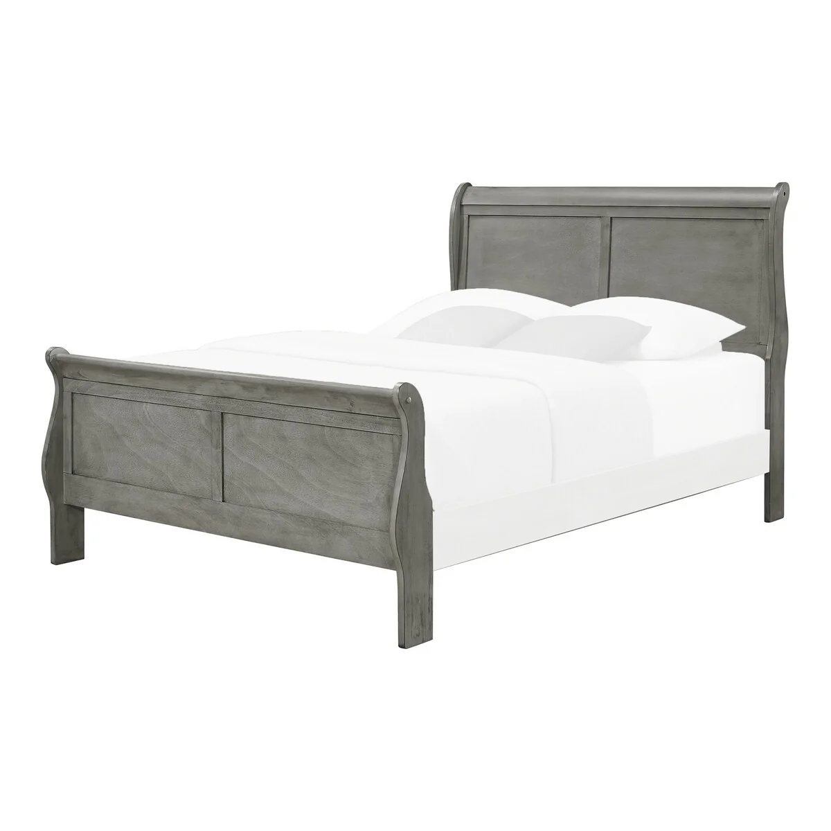 Queen Headboard and Footboard with Sleigh Design, Gray