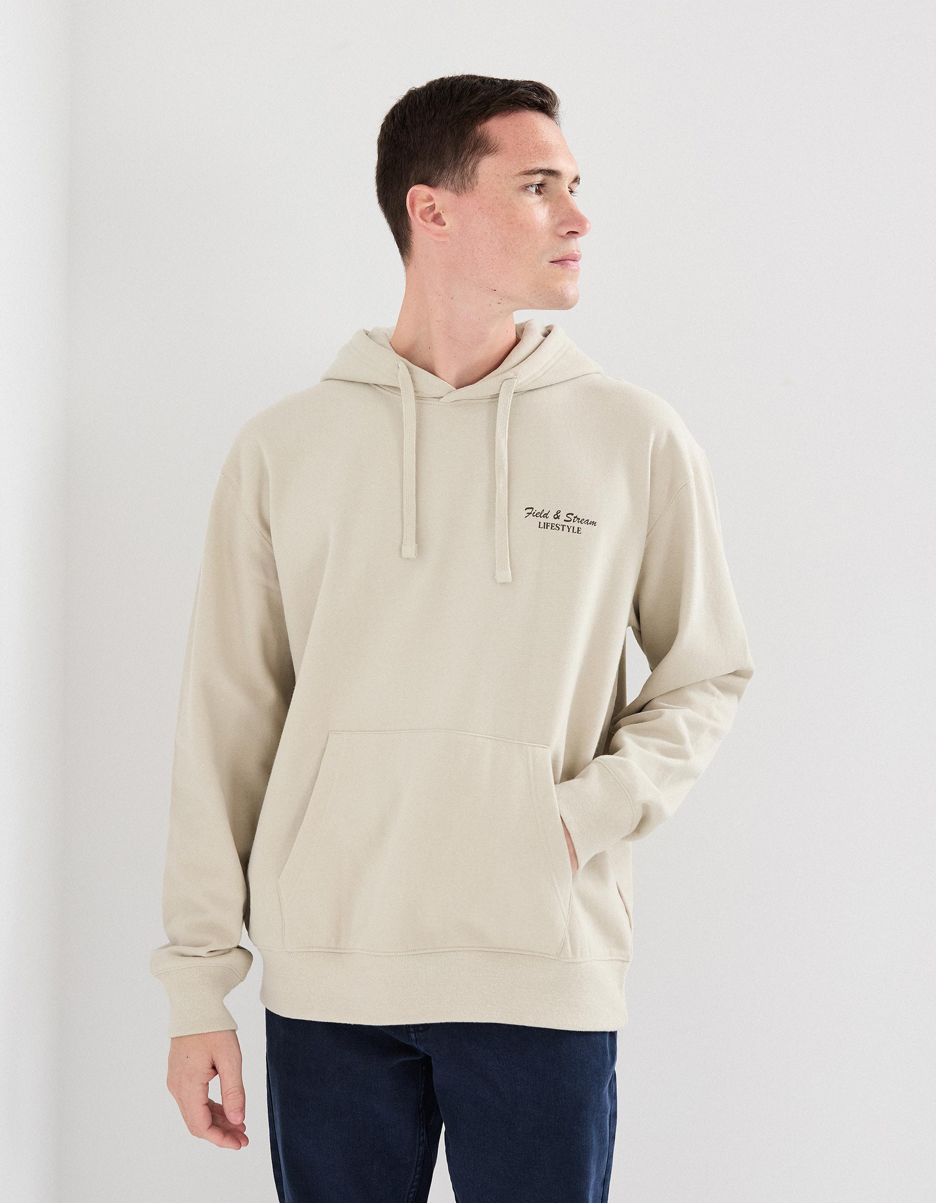 Sweatshirt com Capuz, Homem, Bege