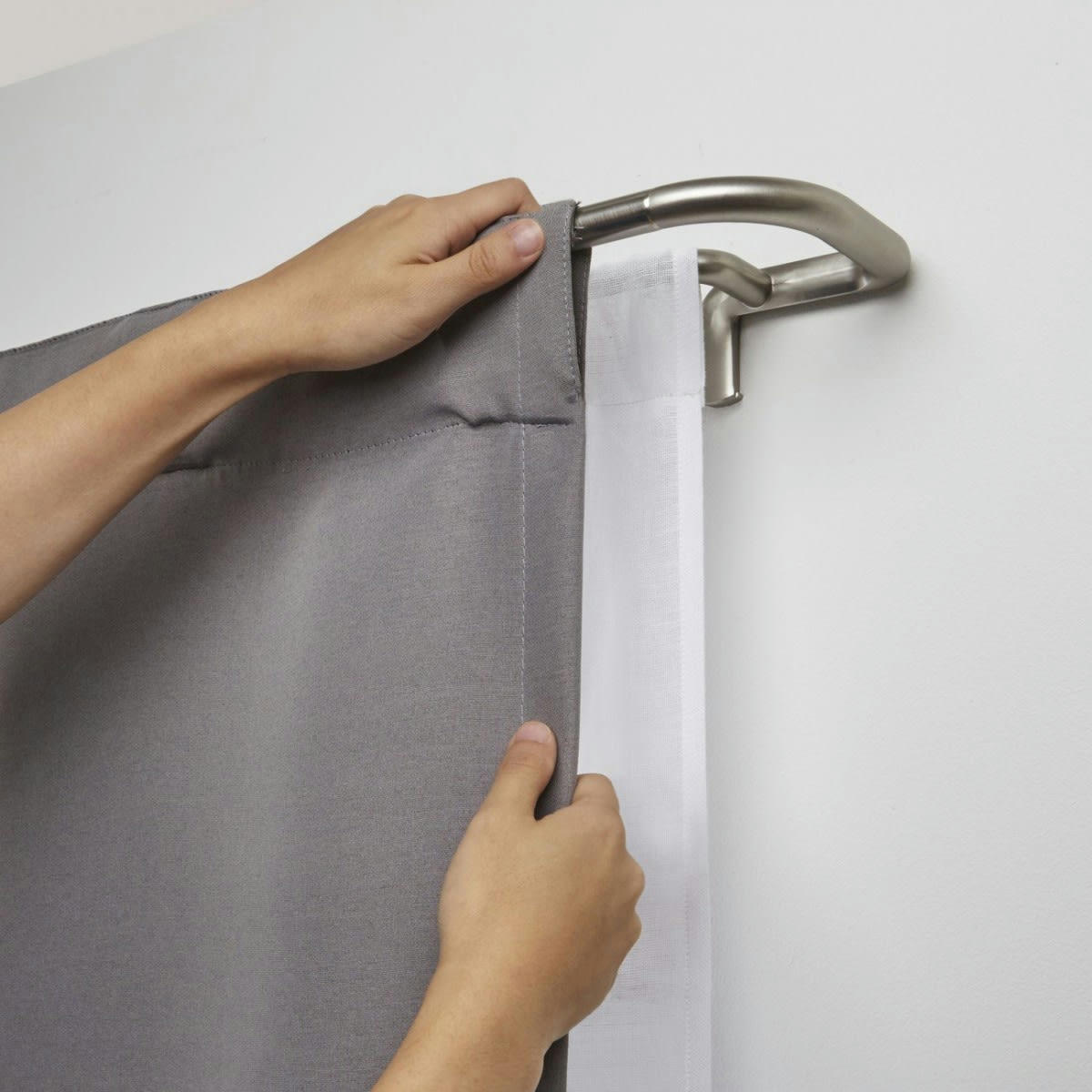 TWILIGHT - Double tringle à rideau occultant ext. 122 à 233cm D19mm