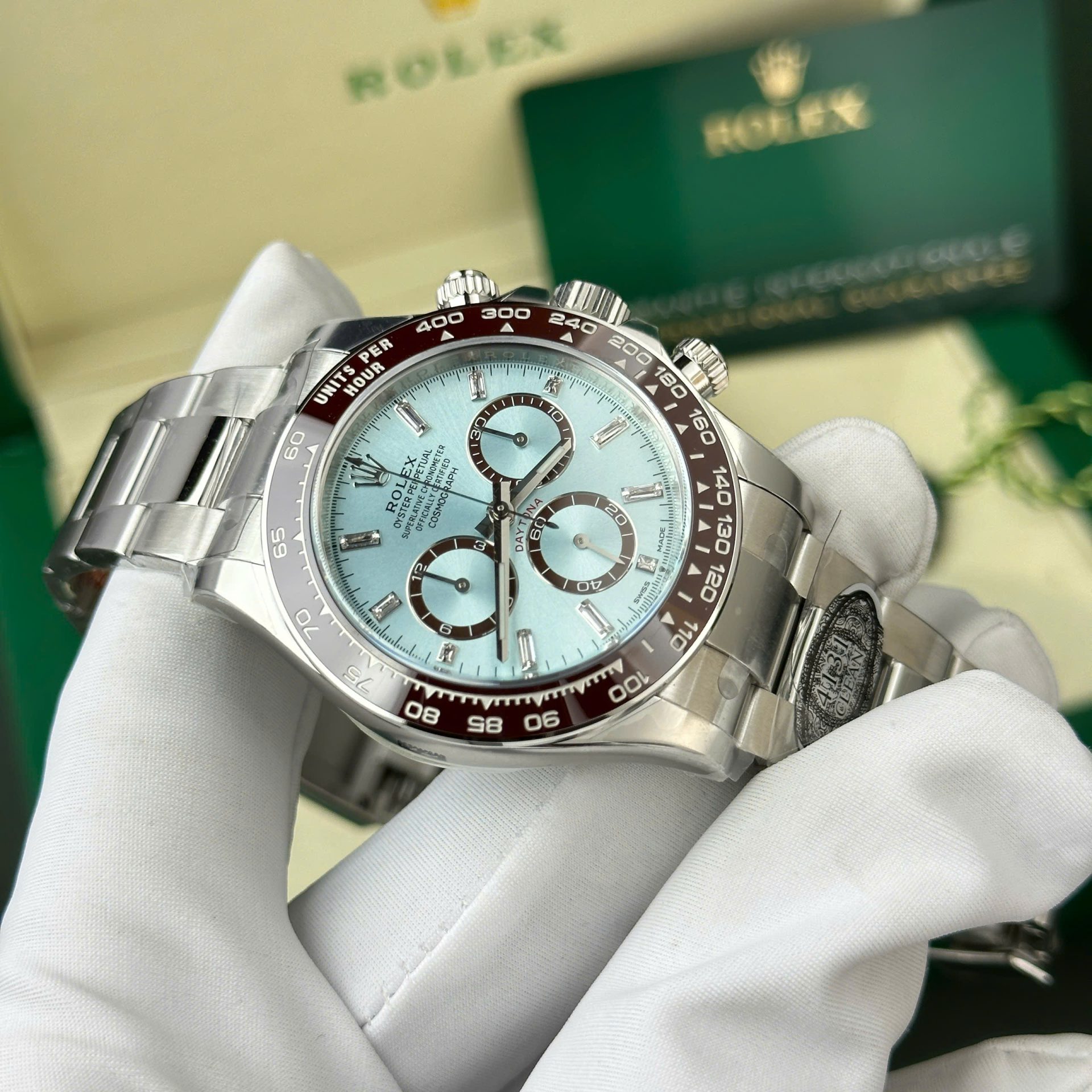 Rolex Daytona 126506 904L Steel Ice Blue Dial CZ Diamonds 40mm Oyster Super Clone