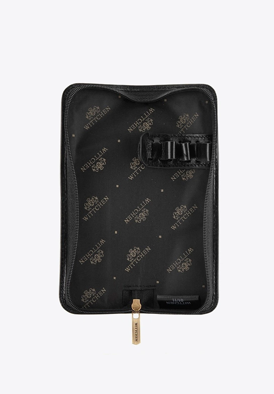 Etui na długopisy skórzane proste czarne