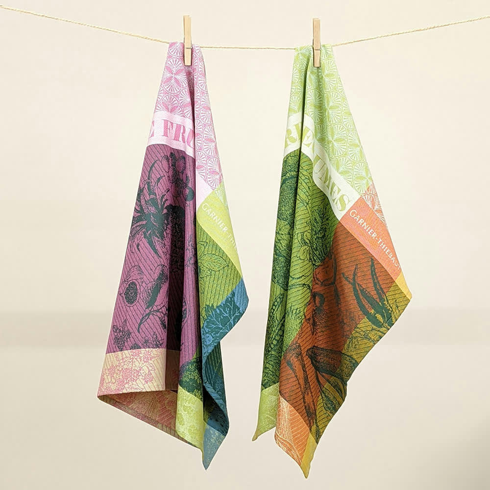 SALADE DE FRUITS FUCHSIA - Torchon  pur coton multicolore 56x77