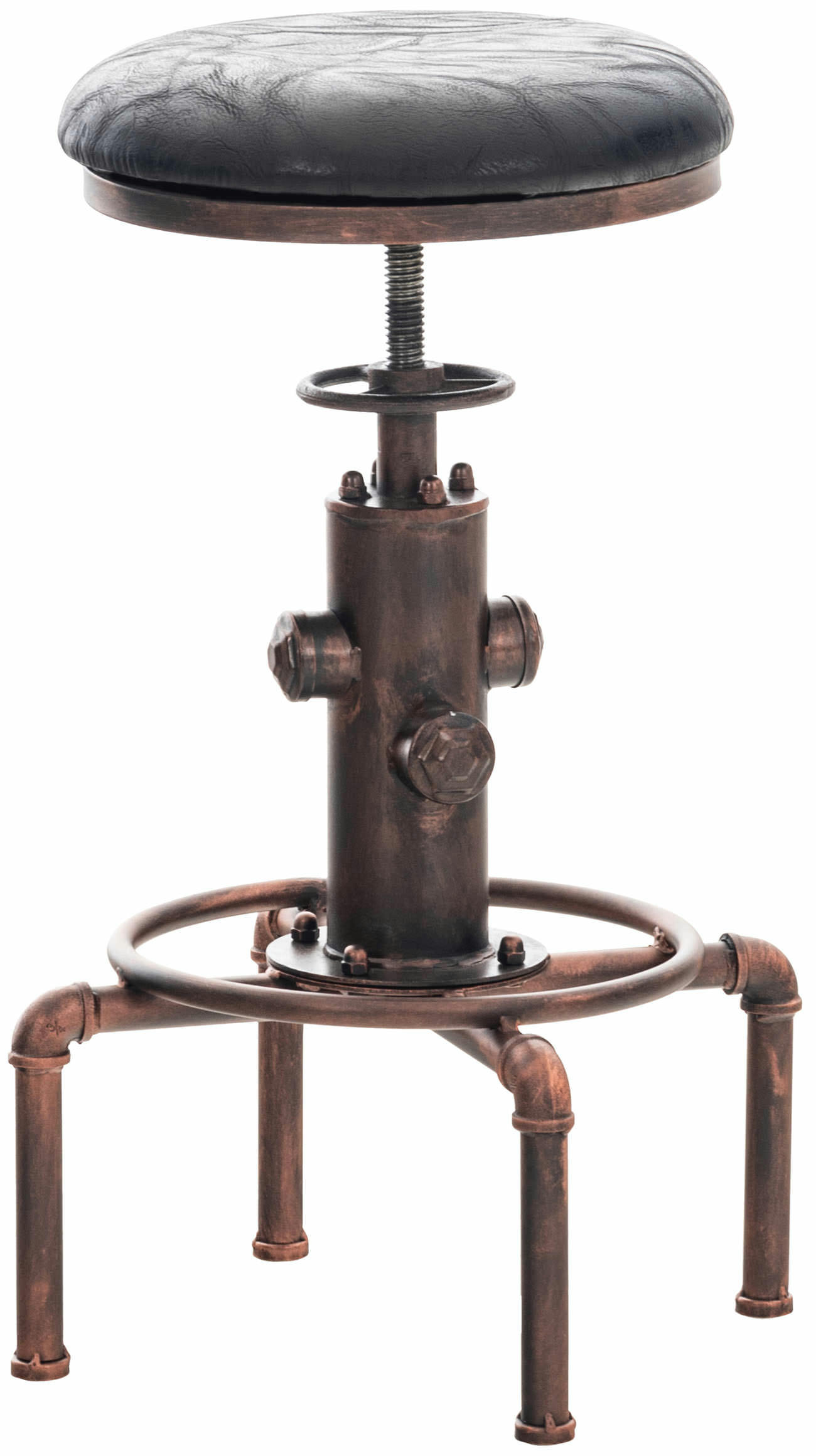 LUMOS - Tabouret de bar industriel réglable en similicuir vintage Noir