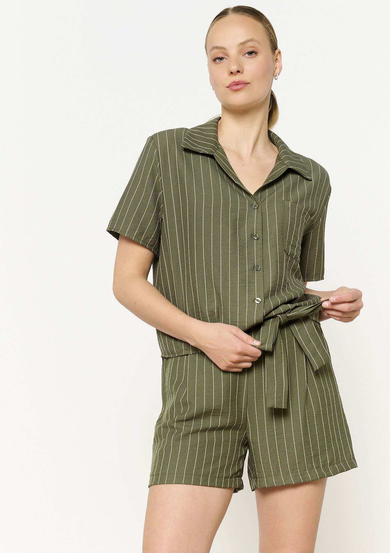 Gestreepte short met ceintuur