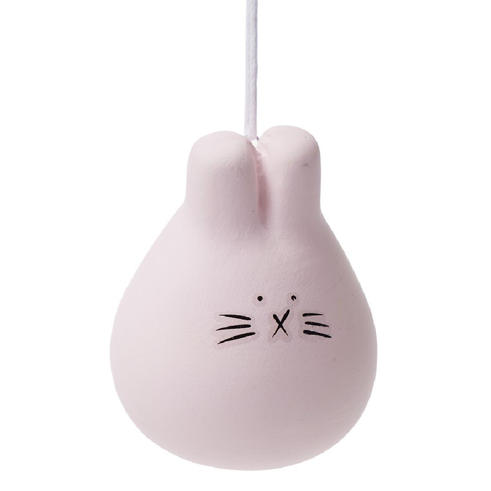 Déco lapin à suspendre Pâques en céramique beige ou rose Ø4xH5cm
