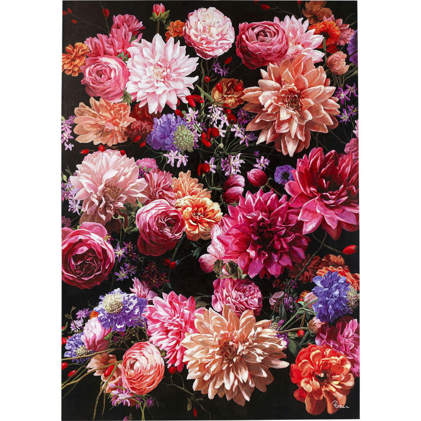 - Toile bouquet de fleurs roses 140x200