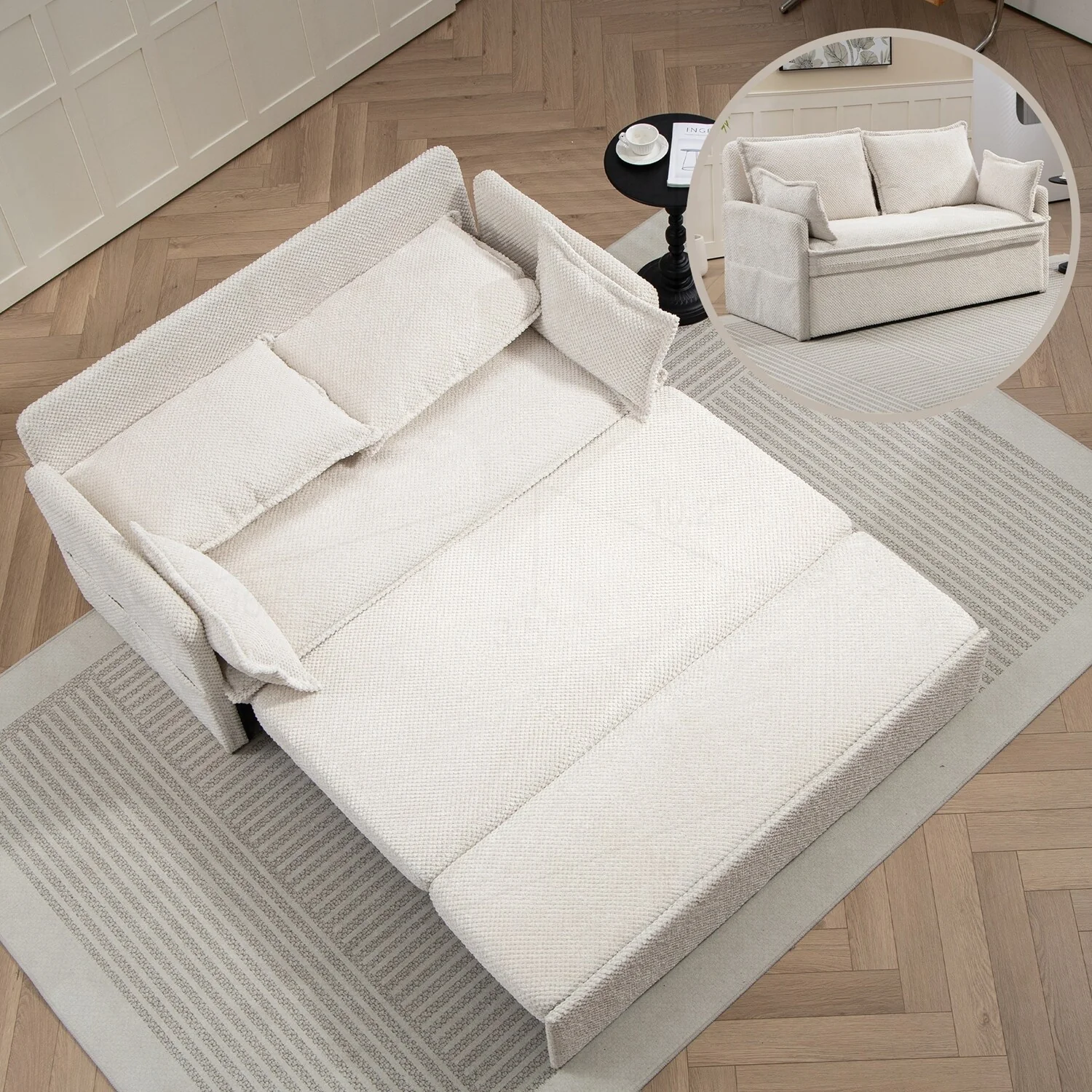 Versatile Convertible Sofa Bed with Side Storage and Charging Ports for All Spaces