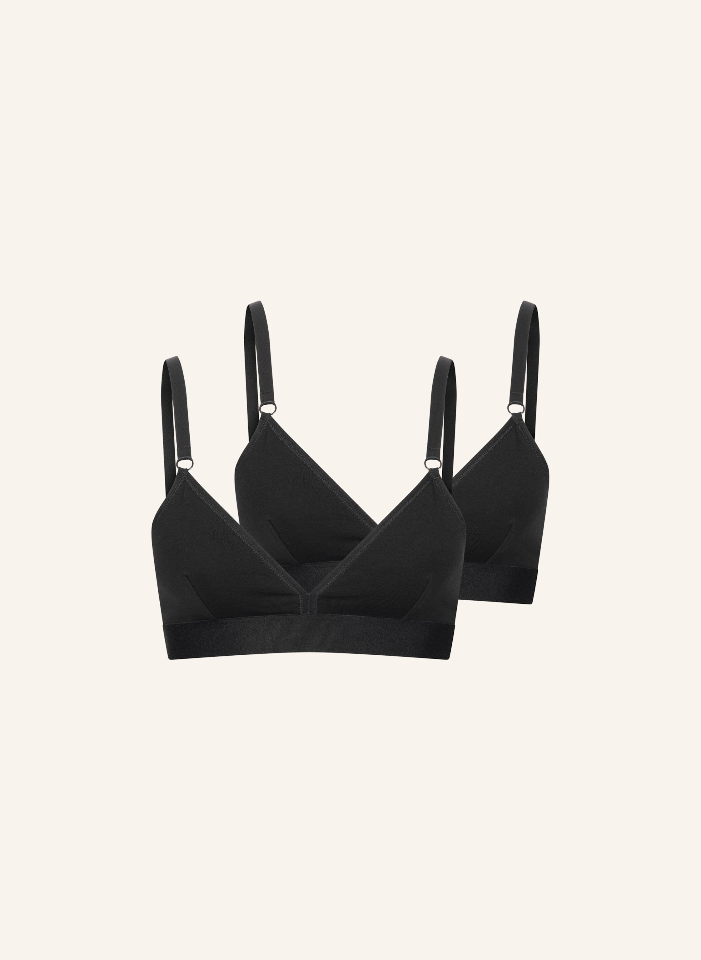 erlich textil 2er Pack Casual Cotton Triangel Bralette bügellos mit Baumwolle (aus kontrolliert biologischem Anbau) - verstellbare Träger