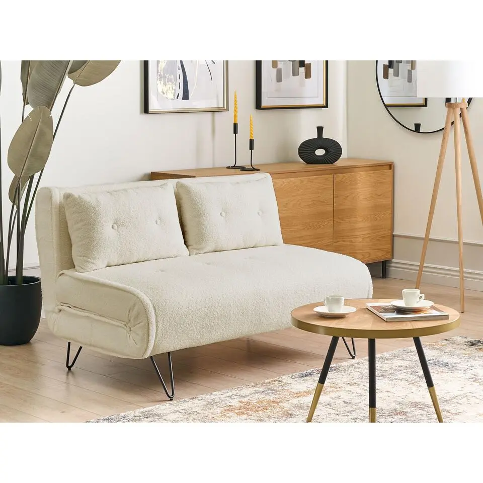 VESTFOLD - Slaapbank - Lichtbeige - Boucl&eacute;