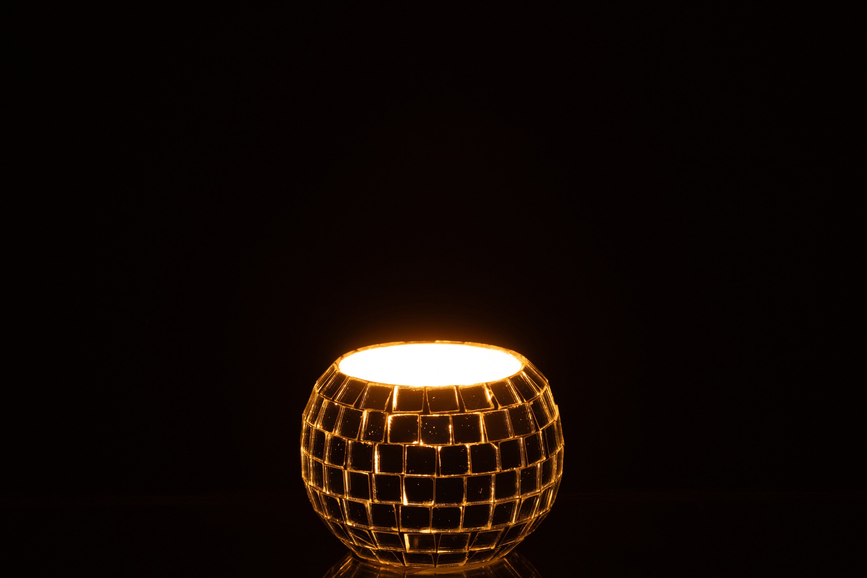 J-Line kaarshouder Bal Mozaïek - glas - zilver