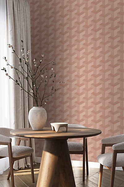 Origin Wallcoverings papier peint graphique 3D rose terracotta 50 x 900 cm