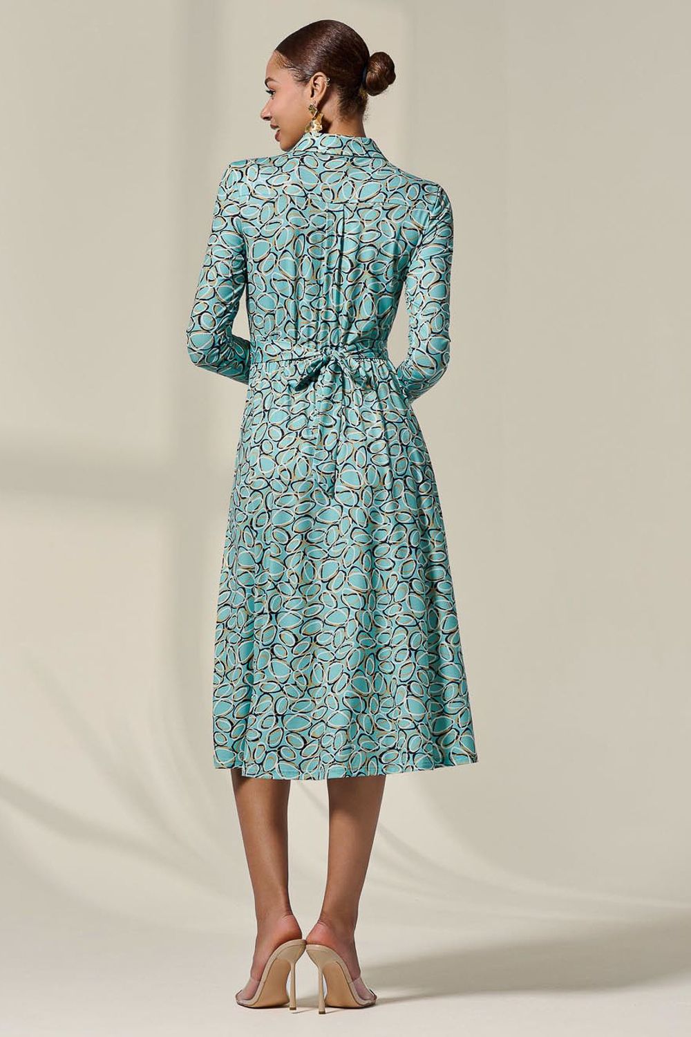 Jolie Moi Long Sleeve Button Up Midi Dress