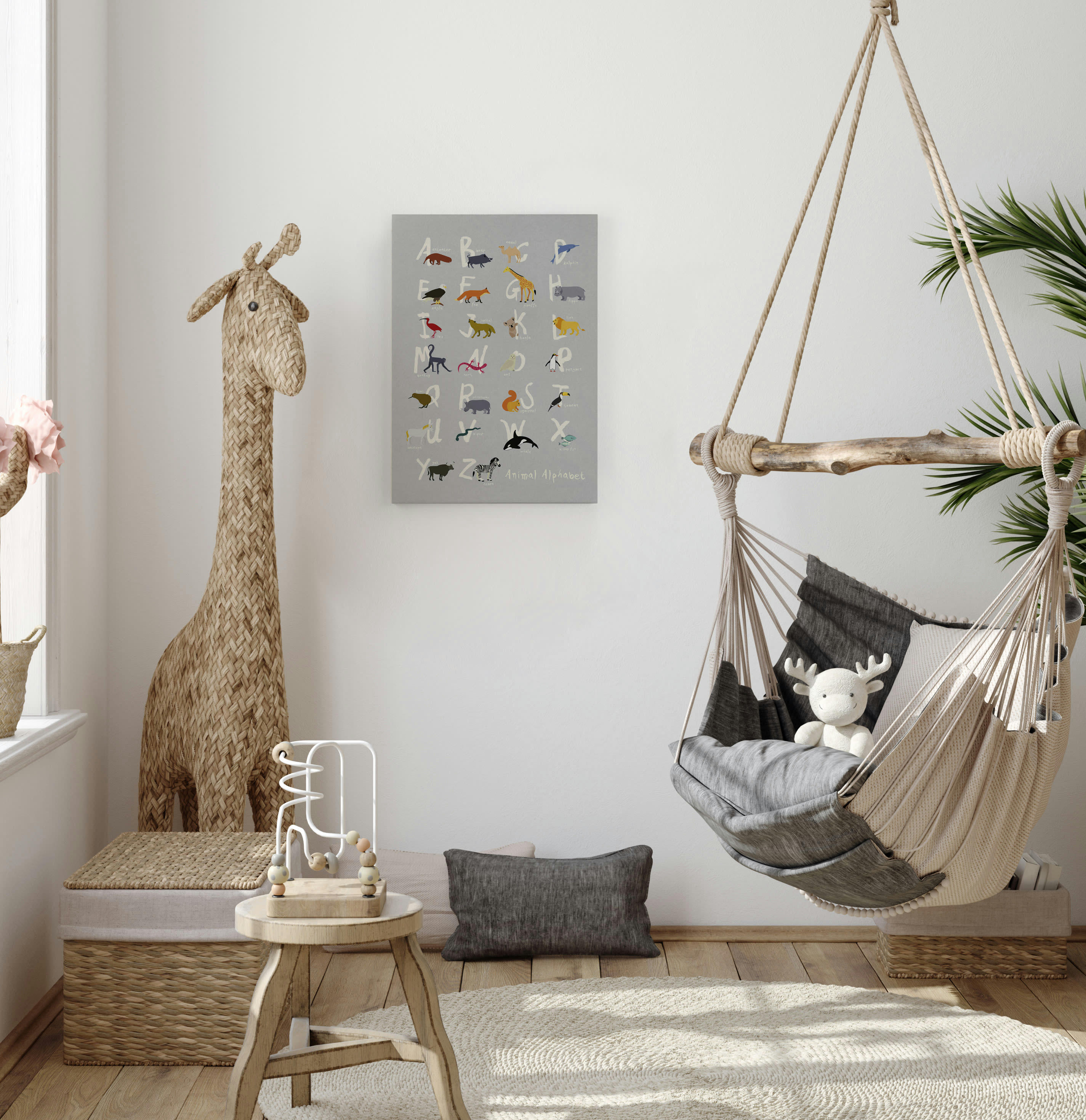 ANIMAL ALPHABET - Peinture sur toile 60x40 Imprimé Alphabet Animal