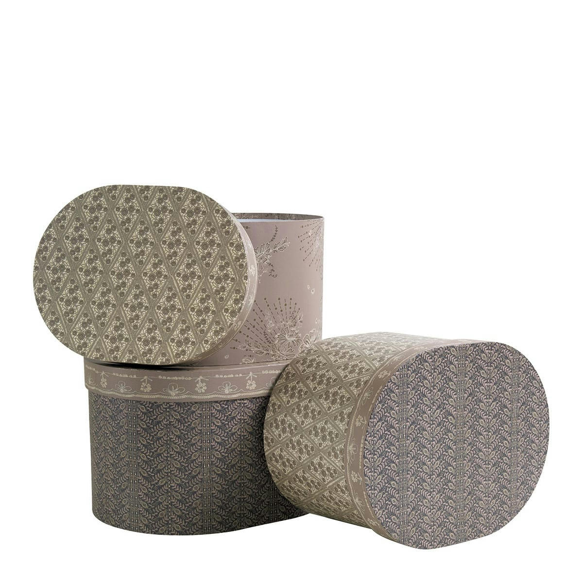 - Set de 3 boîtes à chapeaux ovales