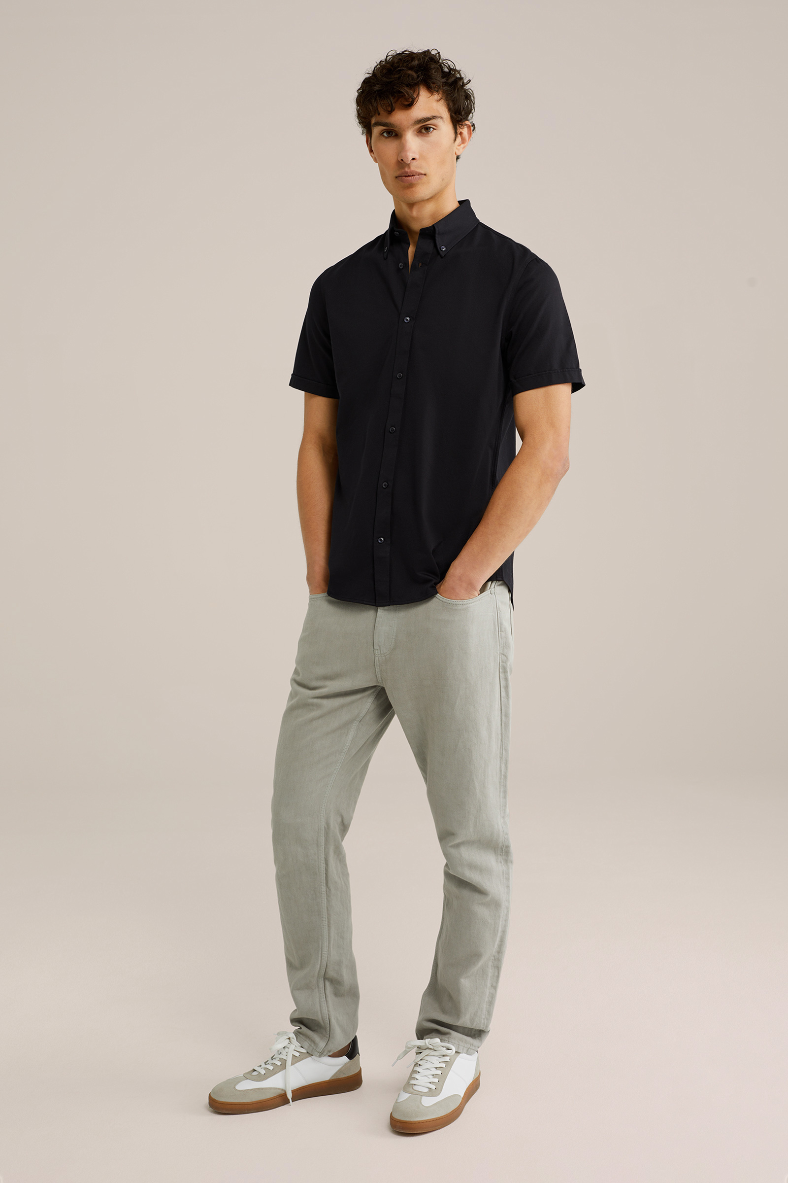 Heren slim fit overhemd met stretch