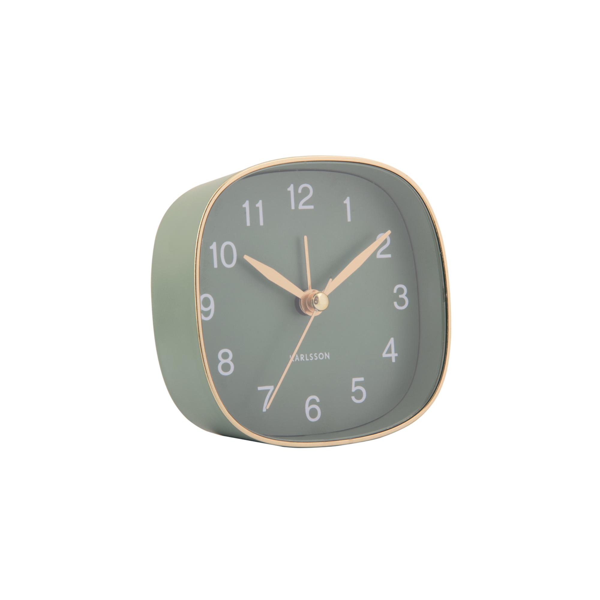 Karlsson wekker Travel Square - groen - 8.5x8.5x8.5cm