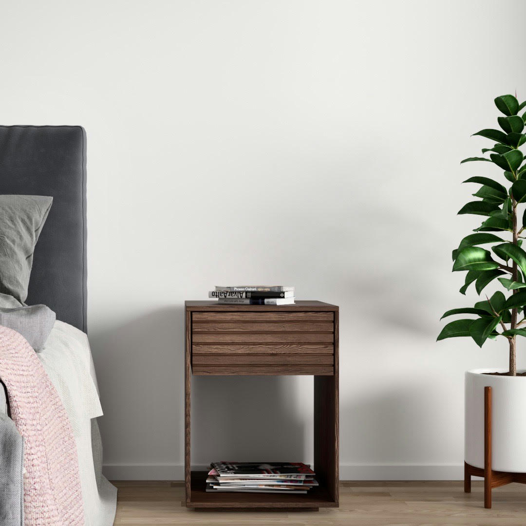 EMMA - Table de chevet en hêtre massif marron
