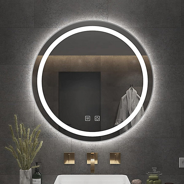 MIROIR REA LED MMJ 70CM BRUSH STEEL 2X70X70CM