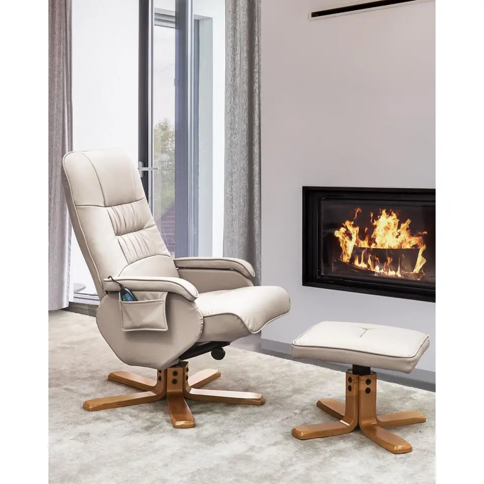 RELAXPRO - Relaxfauteuil met voetenbank - Lichtbeige - Kunstleer
