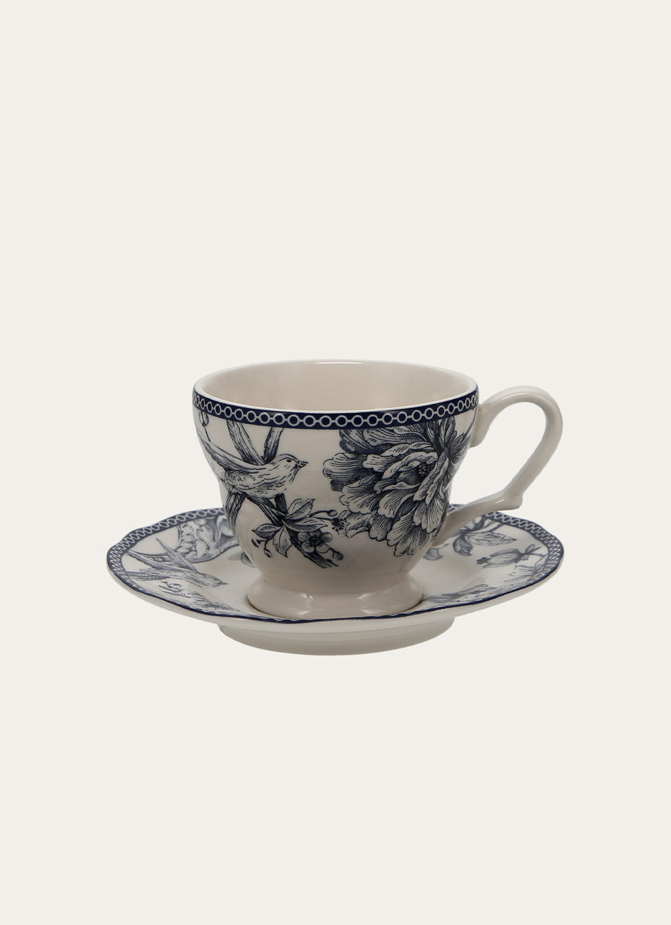 TASSE ET SOUCOUPE EN GRÈS ADELAÏDE MARINE