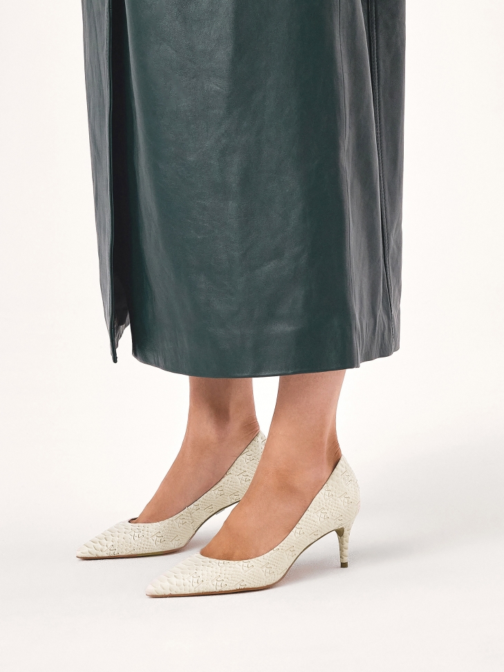 KAZAR embossed monogrammed leather pumps