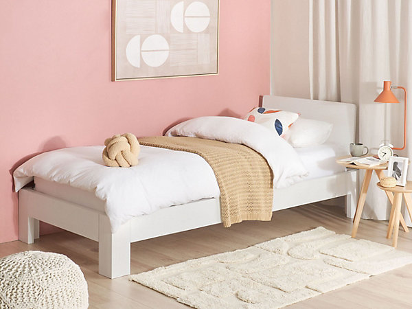 Lit avec sommier Bois de pin ROYAN 90 x 200 cm Blanc