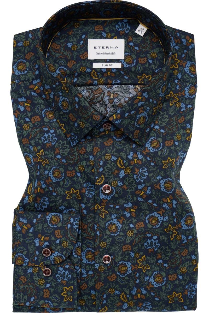 ETERNA Slim Fit Hemd marine, Bedruckt