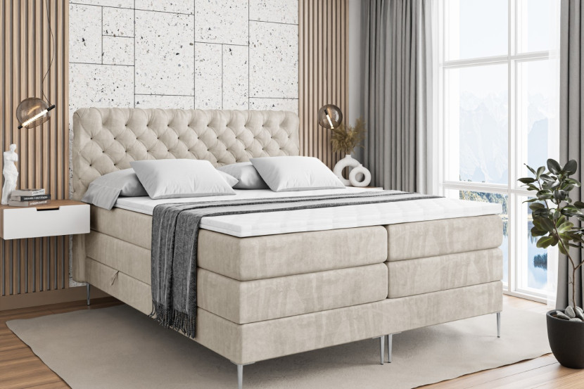 Łóżko kontynentalne - pojemnik, materac, nóżki BOXI8-FS KING 120x200cm