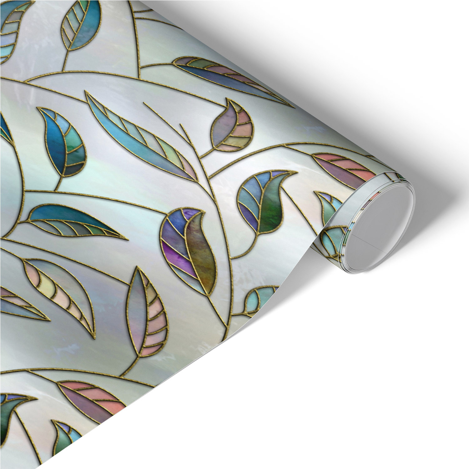Okleina meblowa Witrażowe liście 50x100 Folia samoprzylepna Salon