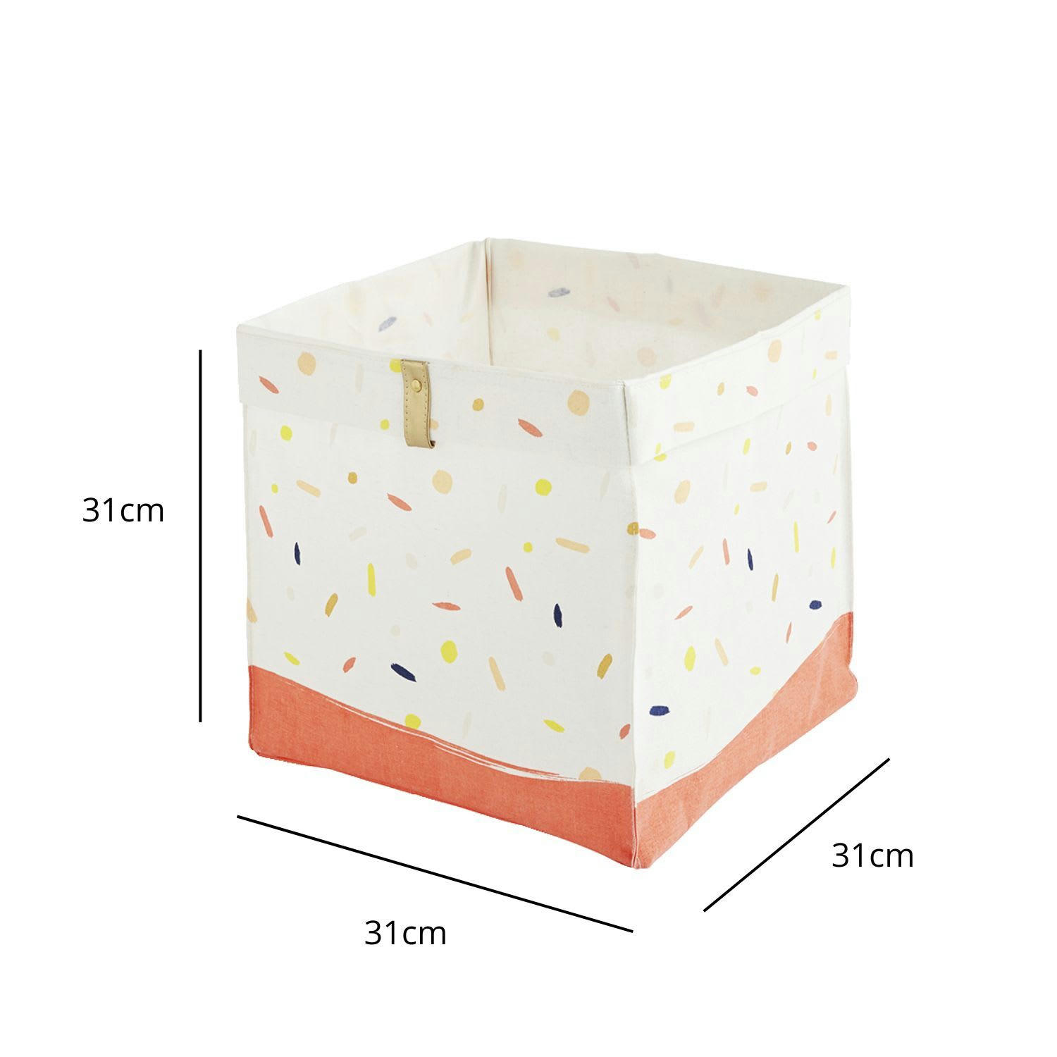 CONFETTIS - Panier de rangement pliable pour enfants blanc 31x31x31cm