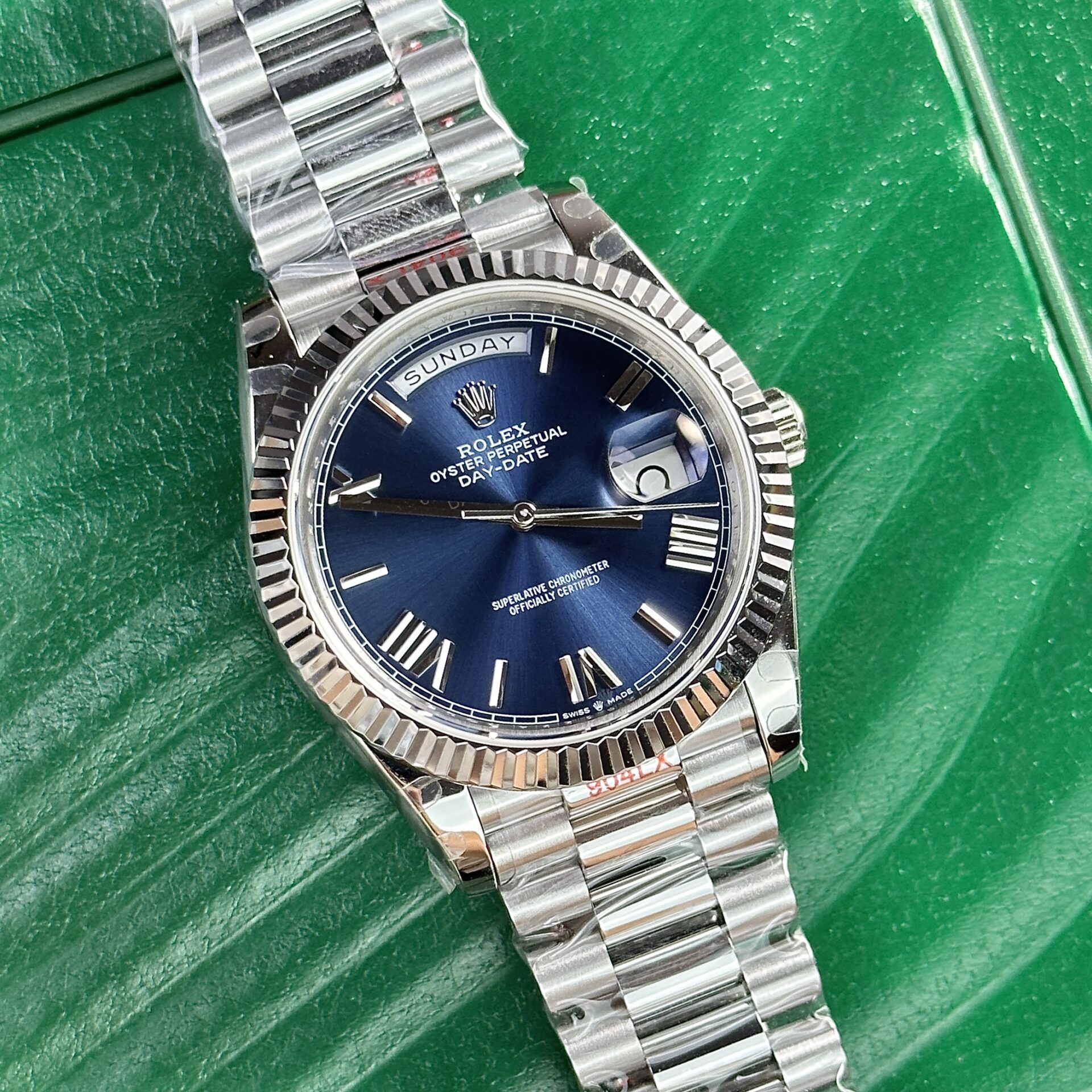 Rolex Day-Date 228239 904L Steel Blue Dial 40mm Super Clone