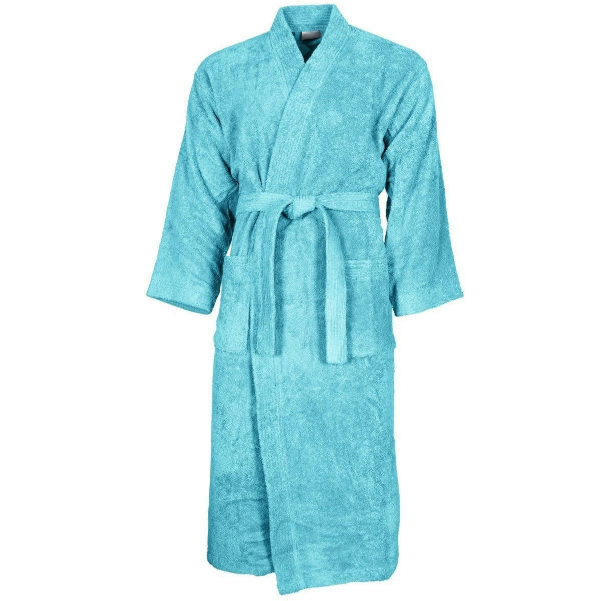 LUXURY - Peignoir col kimono en coton  Bleu Turquoise M