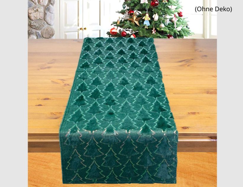 Tischläufer Plüsch Tannenbaum Grün