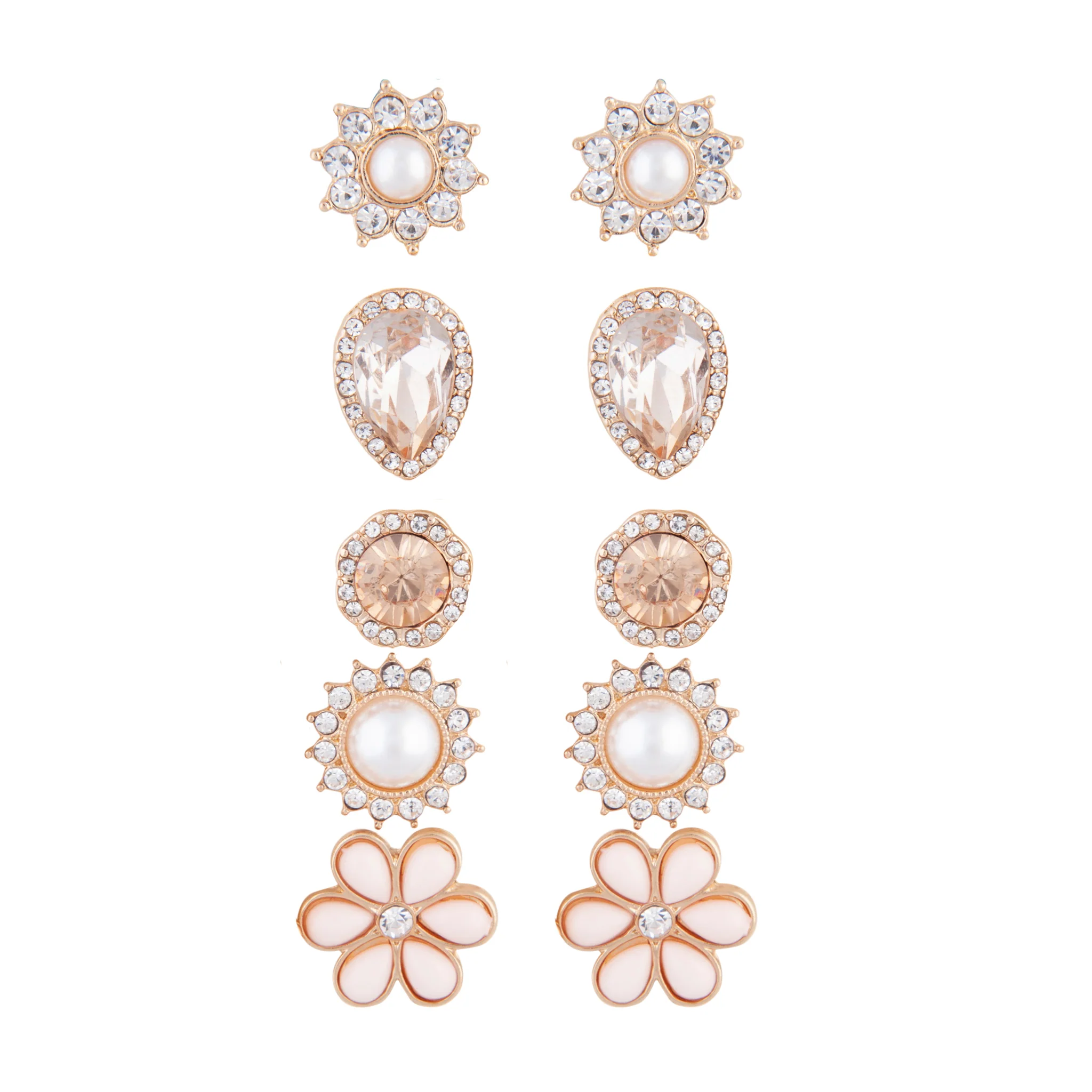 Gold Daisy 5-Pack Clip On Earring