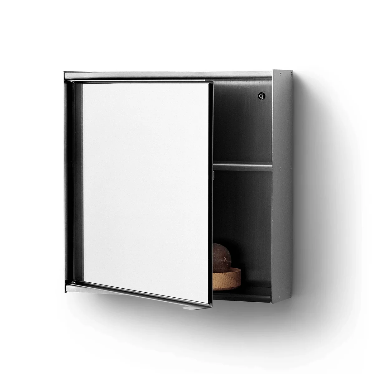 Form & Refine - Taper Spiegelschrank, 40 x 40 cm, Edelstahl gebürstet