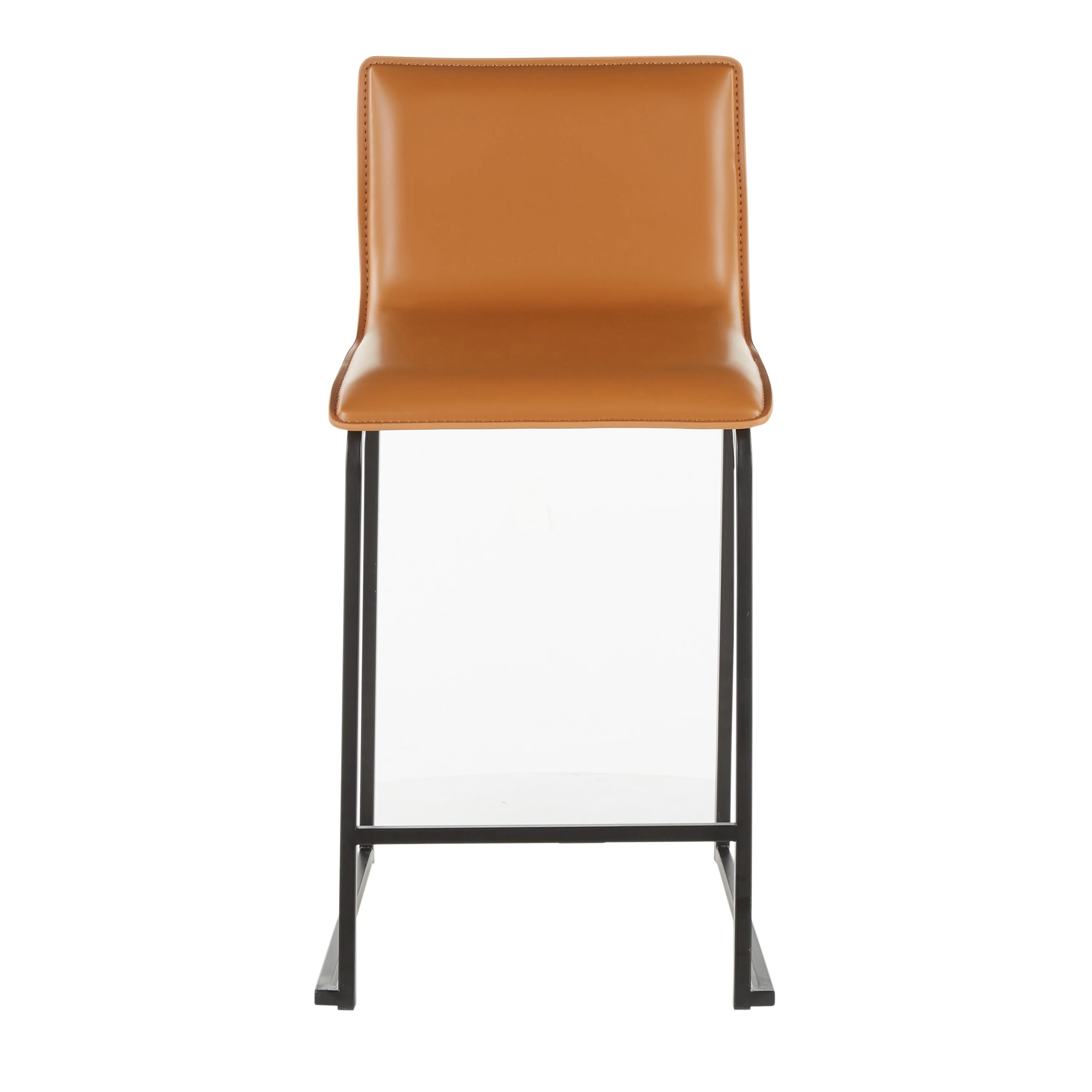 Porch & Den Mara Upholstered Counter Stool in Black Metal (Set of 2) - N/A