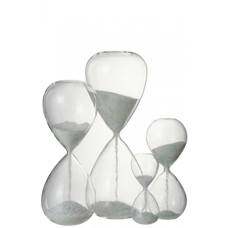 PERLES - Sablier verre blanc H40cm