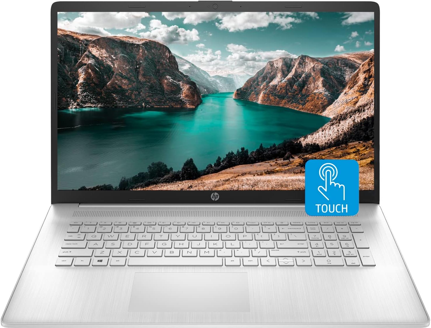 HP 17 Laptop  17.3 HD+ Touchscreen  Intel Core i7-1255U Processor  32GB RAM  1TB SSD  Webcam  HDMI  Backlit Keyboard  Wi-Fi  Windows 11 Home  Silver
